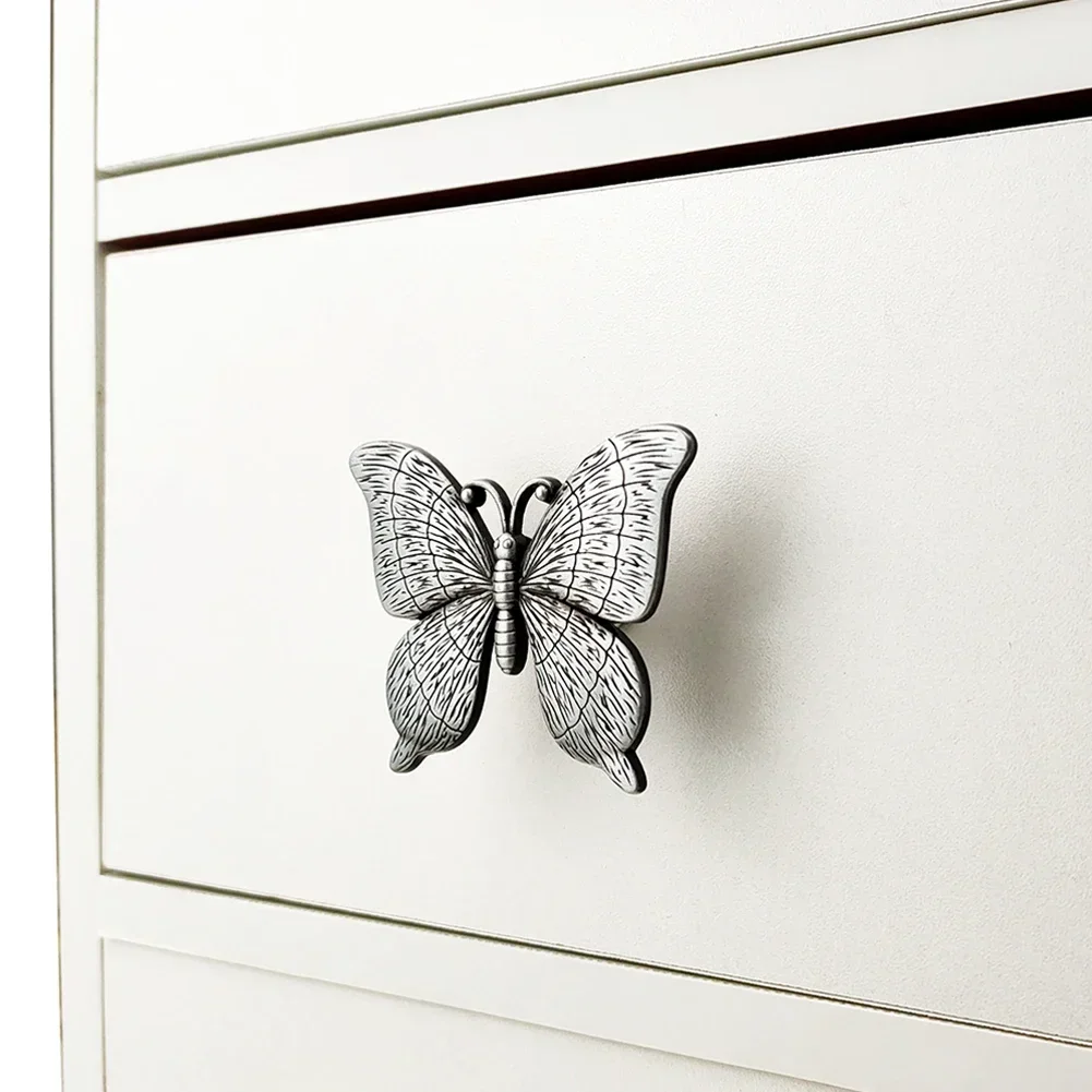 Vintage Butterfly Shape Zinc Alloy Furniture Handle Door Cabinets Knobs For Children Hardware Wardrobe Cupboard Door Pulls