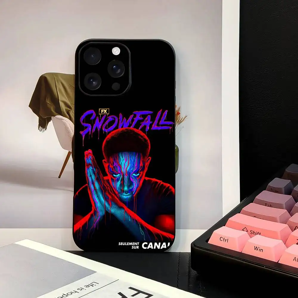حافظة هاتف من المسلسلات التلفزيونية S-Snowfalls باللون الأسود لهاتف آيفون 17 16 15 14 13 12 11 PRO MAX PLUS غطاء جلد ناعم صغير من البولي يوريثان هدية #6