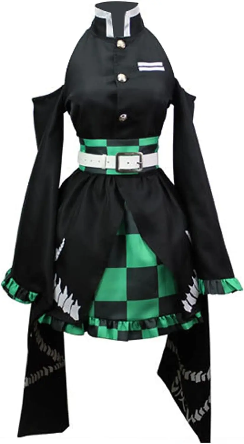 

Anime Tanjiro Kamadou Cosplay Costume Women Girls Black Dress Outfit Halloween Suit Customize