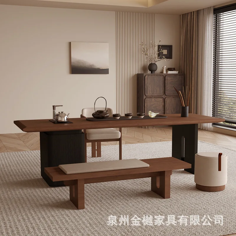 Solid Wood Medieval Style Solid Wood Tea Table And Chair Combination Home Small Tea Table New Office Large Board Tea Table Desk