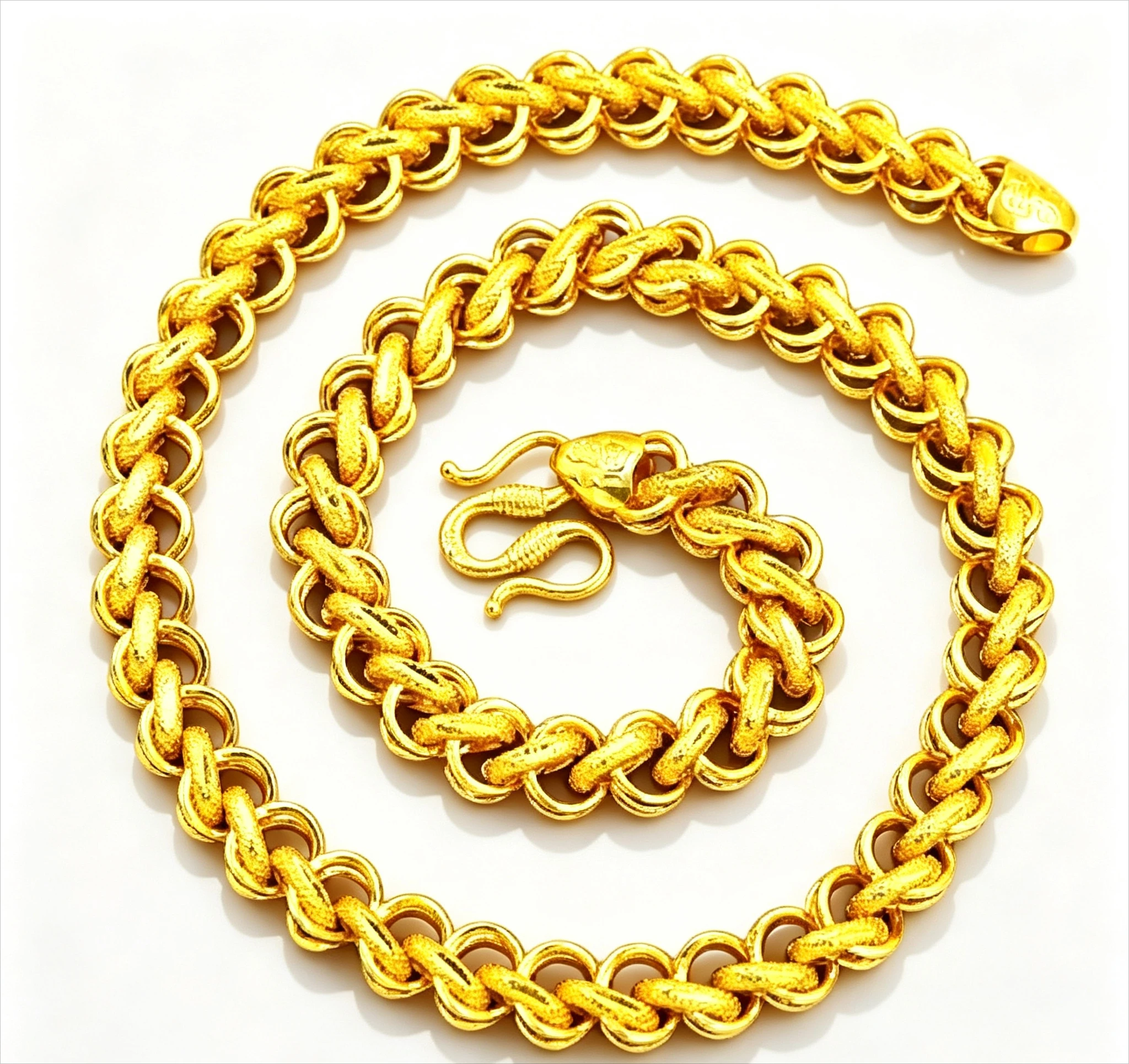 hip hop boss necklace 24K real gold double buckle saddle chain 9999 flat chain men's domineering Giving gifts for friends