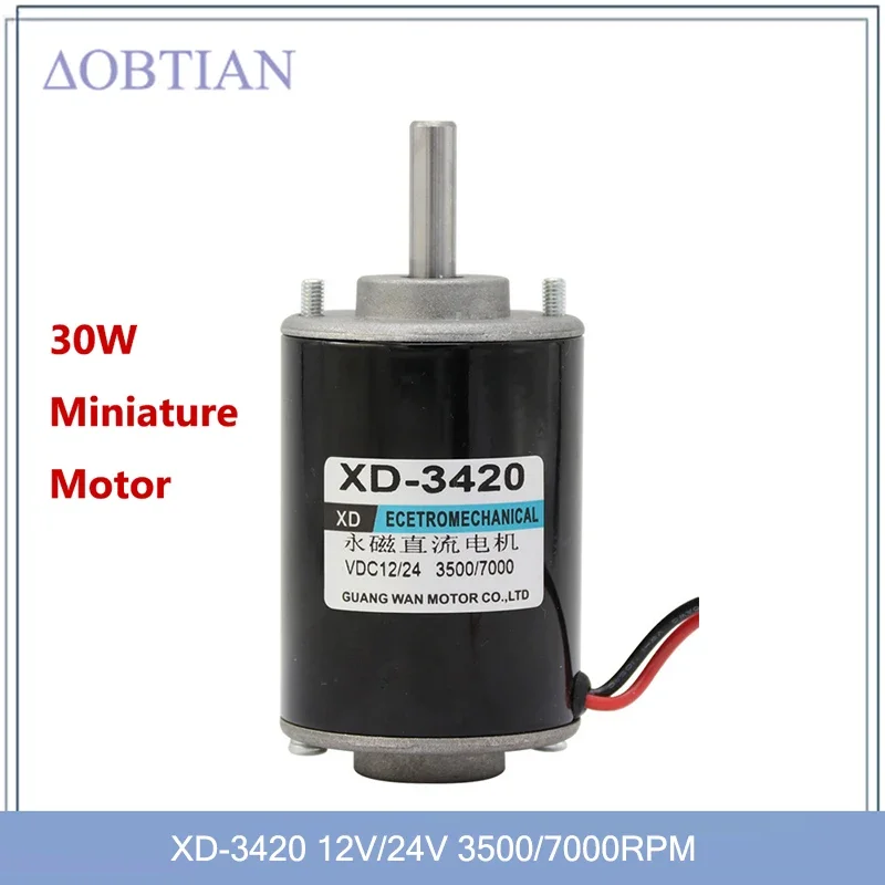 XD-3420 24V 7000 RPM High Speed Motor,30W Miniature Motor,DC Speed Regulating Motor 12V 3500RPM Permanent Magnet DC Motor