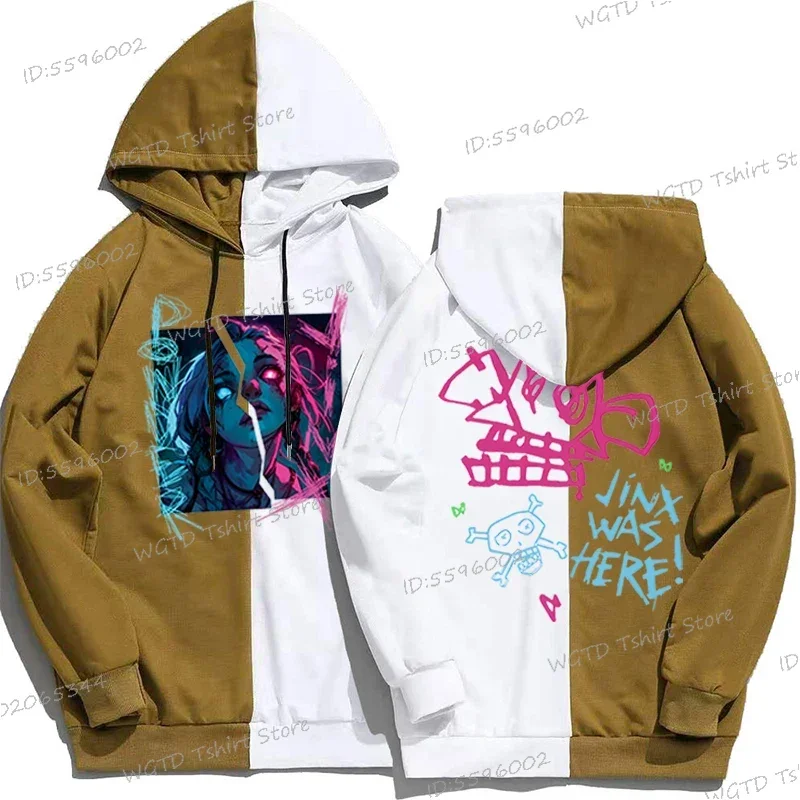 Arcane Fans Gift Two Tone Color Pullover Hoodie Men Women Arcane-Jinx Harajuku Hip Hop Hooded Shirt Unisex Hot Anime Classic Top