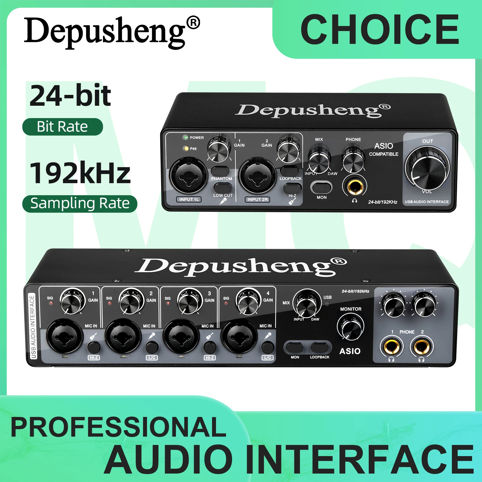Placa de som profissional MQ44 ASIO Audio 4 canais 4 em 4 saídas Interface de áudio USB para gravação ao vivo