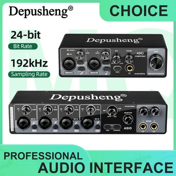 MQ44 ASIO Audio Professional Sound Card 4 Channel 4in 4out USB Audio Interface for Live Re