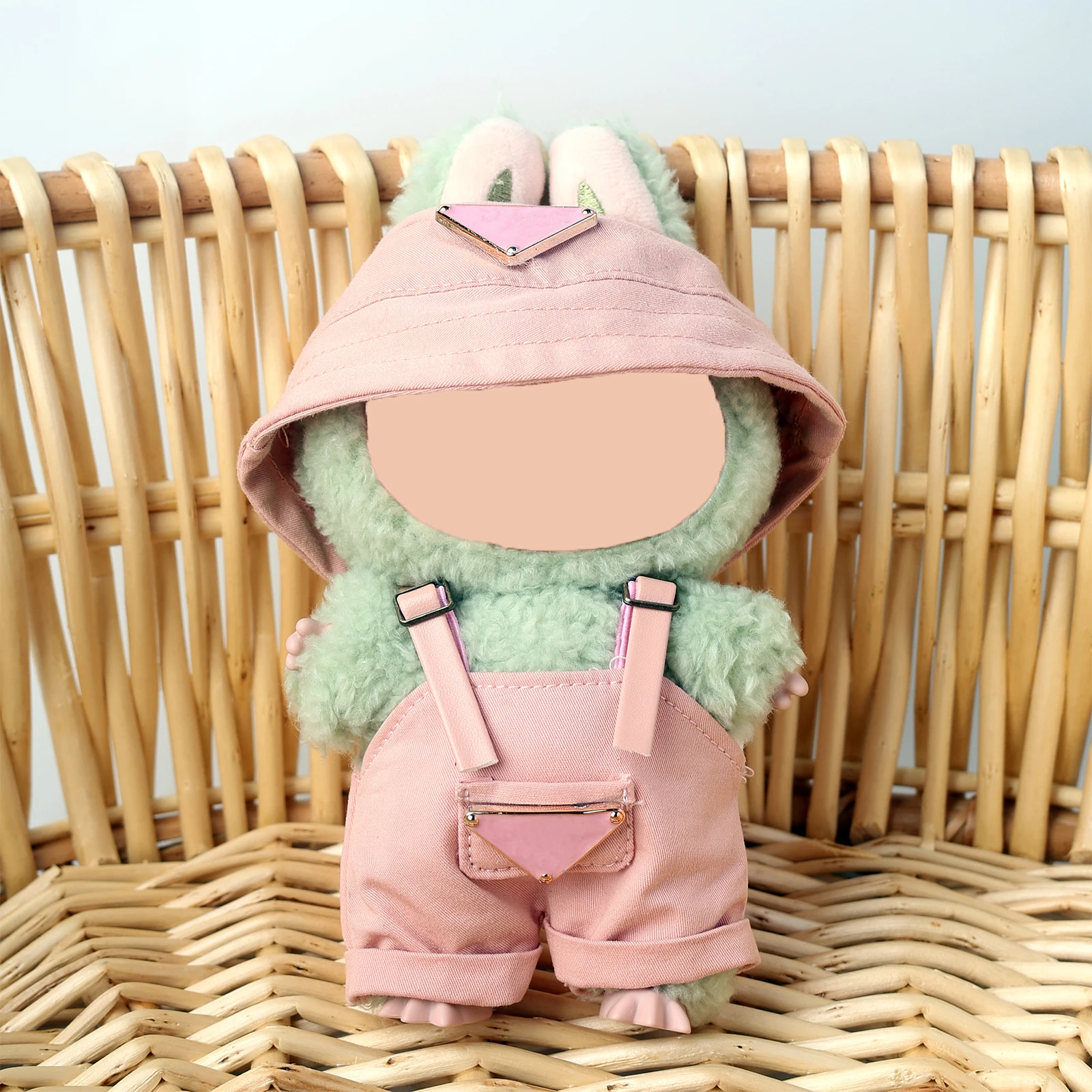 

17cm Clothes Set (NO Doll) for Vinyl Plush Doll Handmade Mini Hat & Overalls Pink Match Hoodies Dolls Accessories for Idol V1 V2
