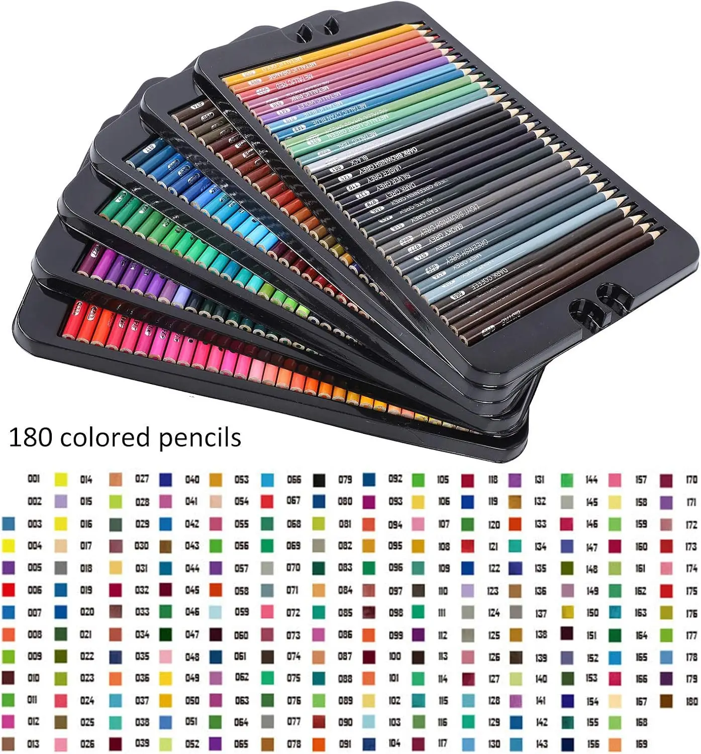 180 Colored Pencil Set, Artist Pencils 35×25×9 180Pcs Color Pencils Set Professional Adults Painting Drawing Sketching