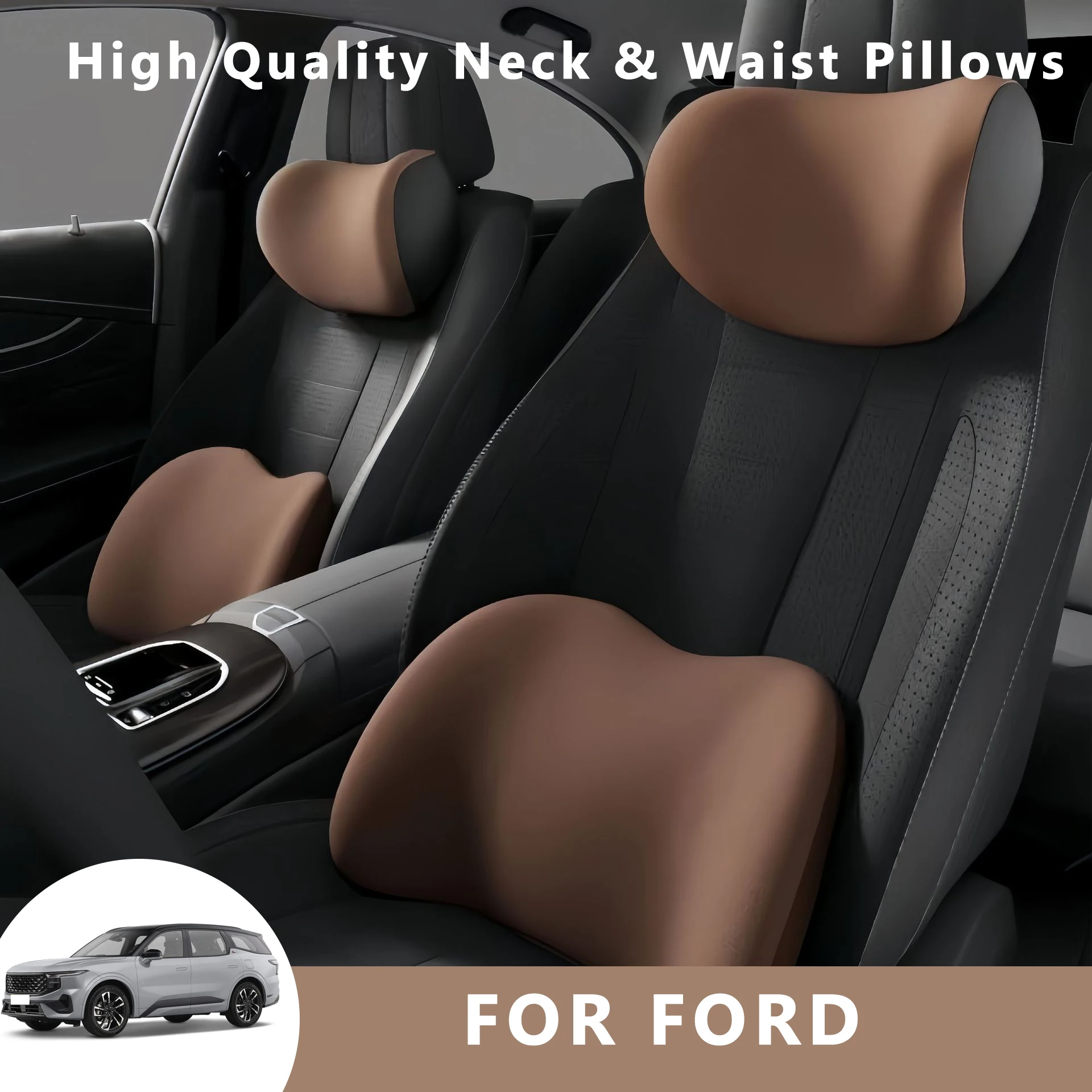 

Car Neck Pilow Protector Auto Seat Headrest Soft Waist Cushion Neck Cushion Backrest Lumbar Support for FORD EDGE Equator Sport