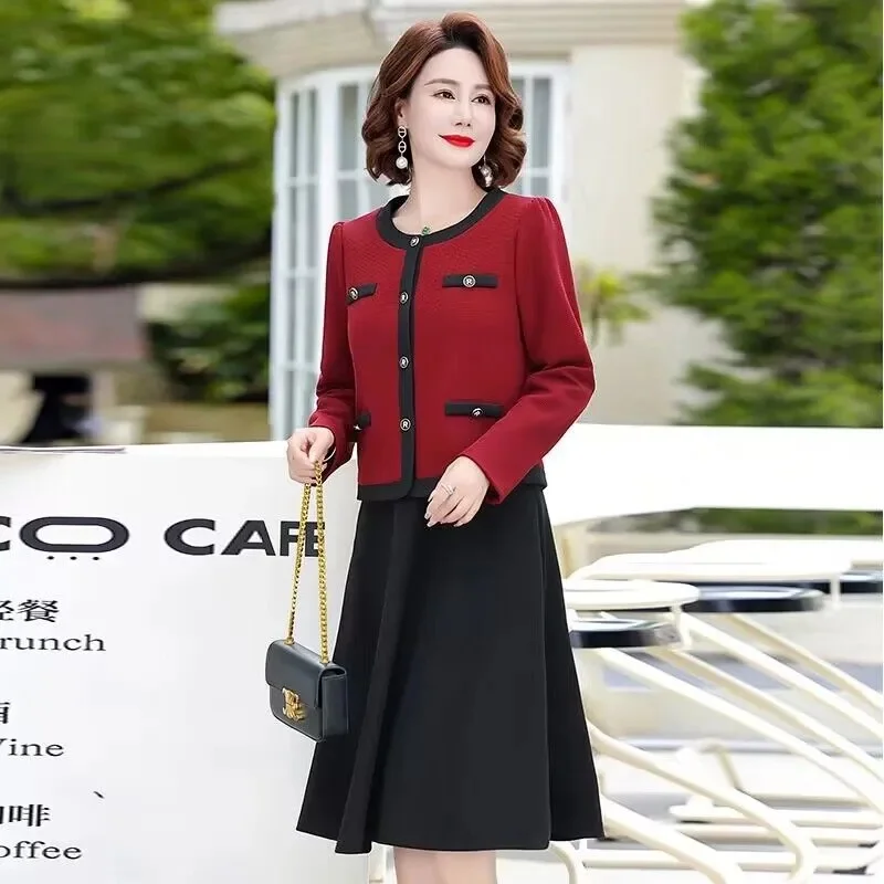 

2023 New Young Mom Spring and Autumn Dress Set Fashionable and Fashionable Middle and Old Age Women's Small Fragrant Short Coat