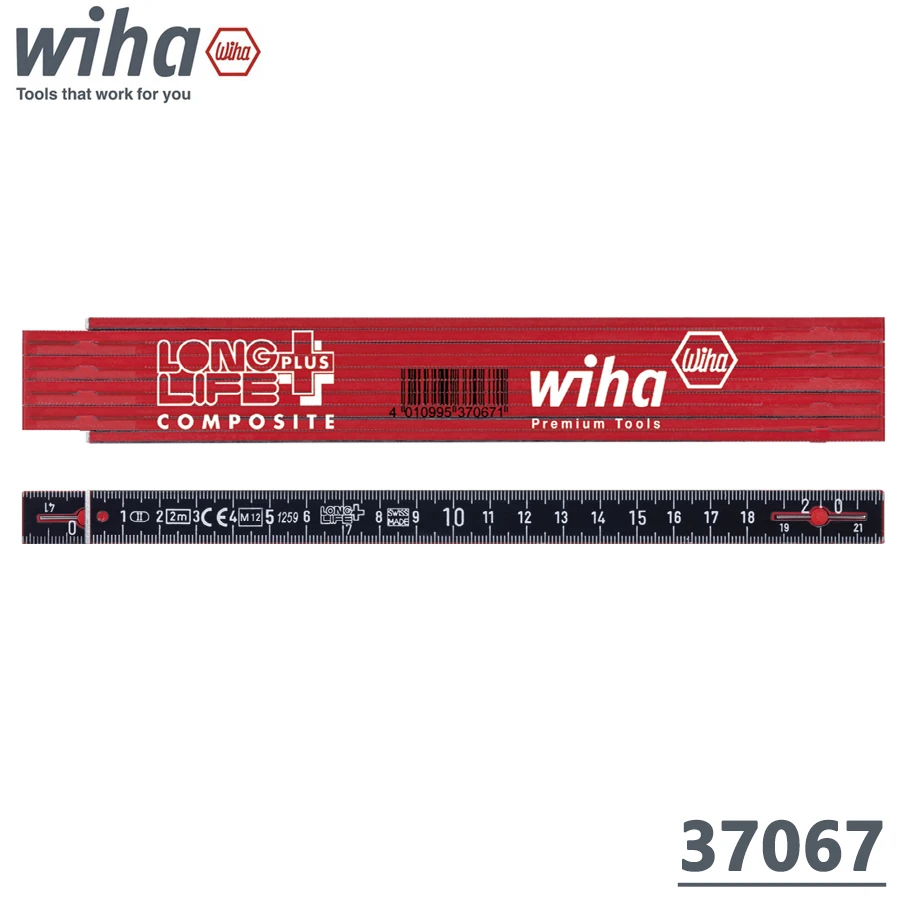 

WIHA 37067 Composite Folding Ruler 2m Enhanced and Durable Ruler 10 Segments LongLife Plus Composite Woodworking Tool