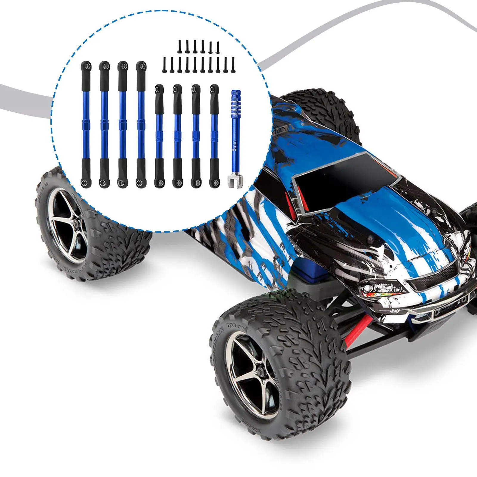 RC Pull Rod Sturdy Aluminum Alloy Toe Links Complete Set Durable Accessories for E-revo 1/16 71076-8 71054-8