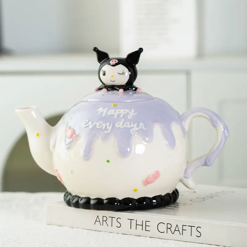 Керамический чайник с рисунком Куроми, набор чашек для чая, милый набор Sanrio, креативный чайный сервиз с героями мультфильмов для мужчин и женщин, подарки на день рождения, оптовая продажа