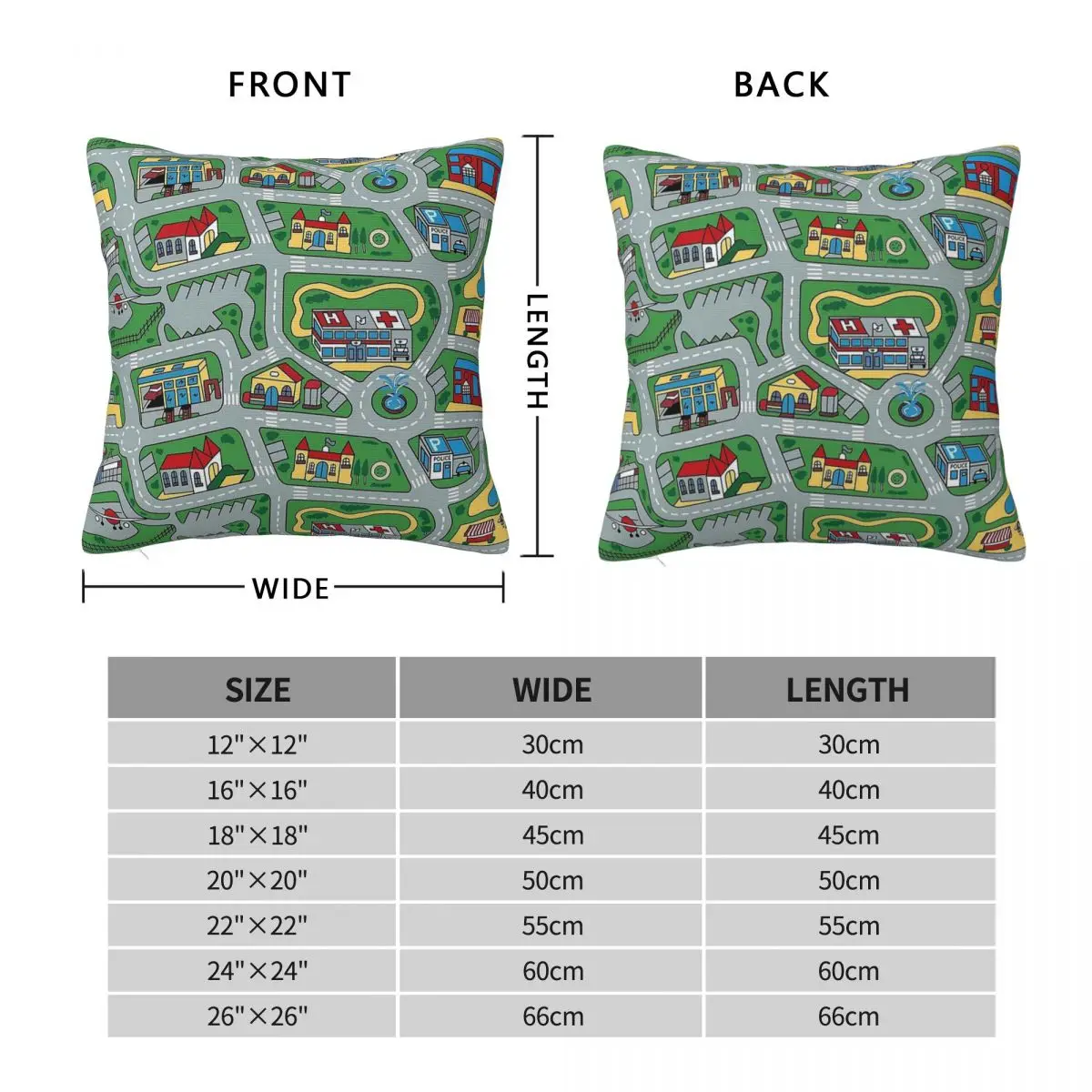 Car City Road Nostalgic Toy Pillowcase Polyester Linen Velvet Pattern Zip Decorative Throw Pillow Case Sofa Cushion Cover