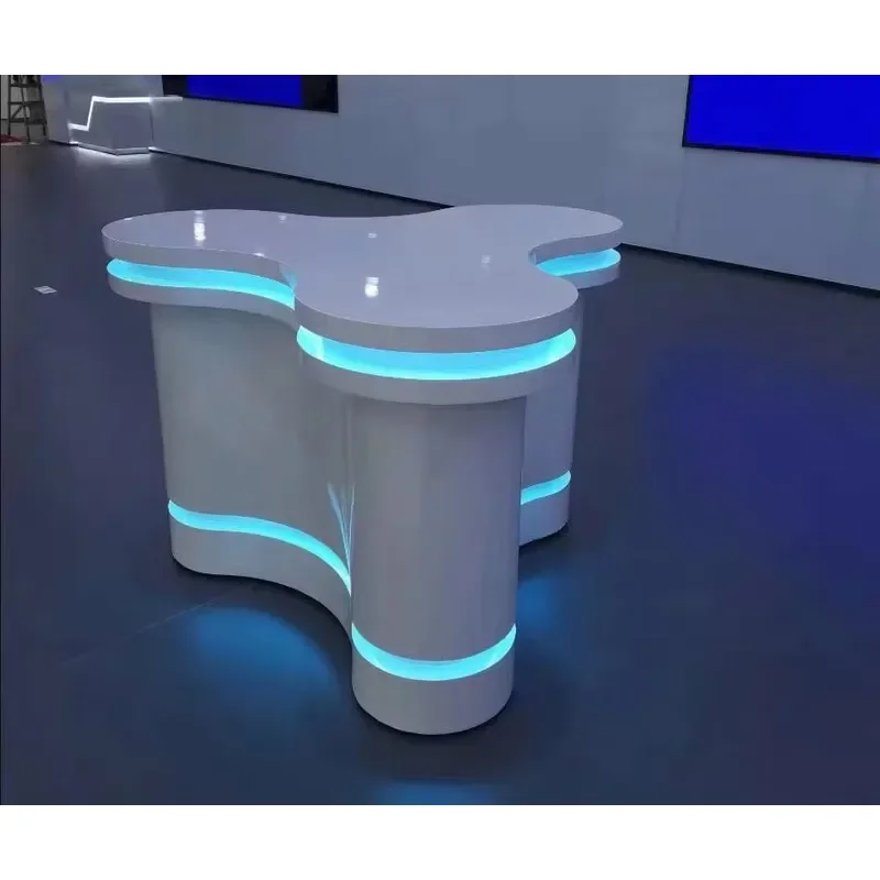 for Nakajima Round Luminous Display Table Creative Tech Showroom Experience Stand Paint Baking Finish Exhibition Cabinet