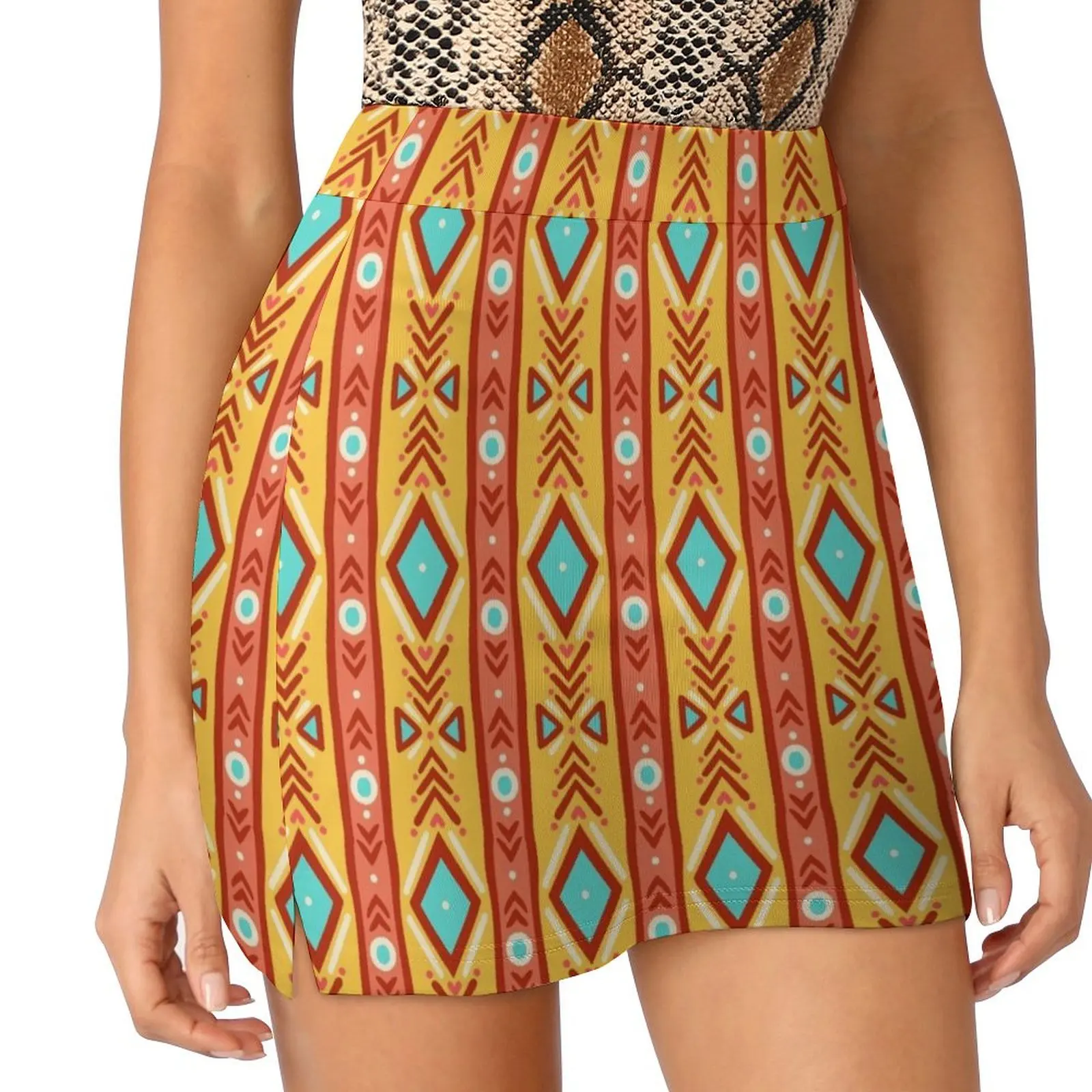 Mayan Aztec Indian Tribal Ethnic Pattern Mini Skirt kpop korean style clothes