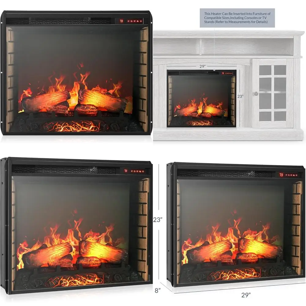 

1500W 5000 BTU Electric Fireplace Heater with Timer, Realistic Logs & Crackling Sound, Ideal Indoor Space Heater