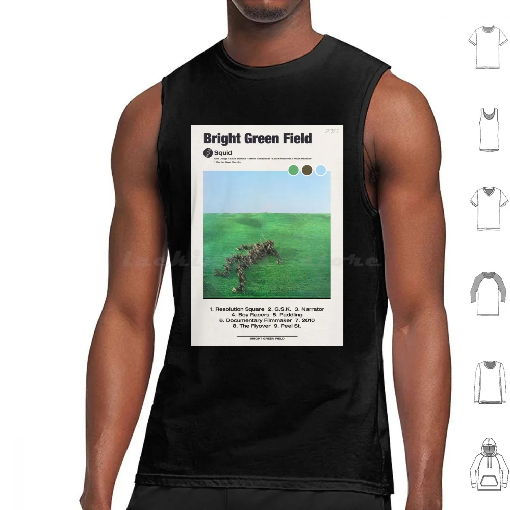 Bright Green Field ? Squid Poster Tank Tops Vest Sleeveless Squid Black Country Ants First Time Up There New Wave Black Midi