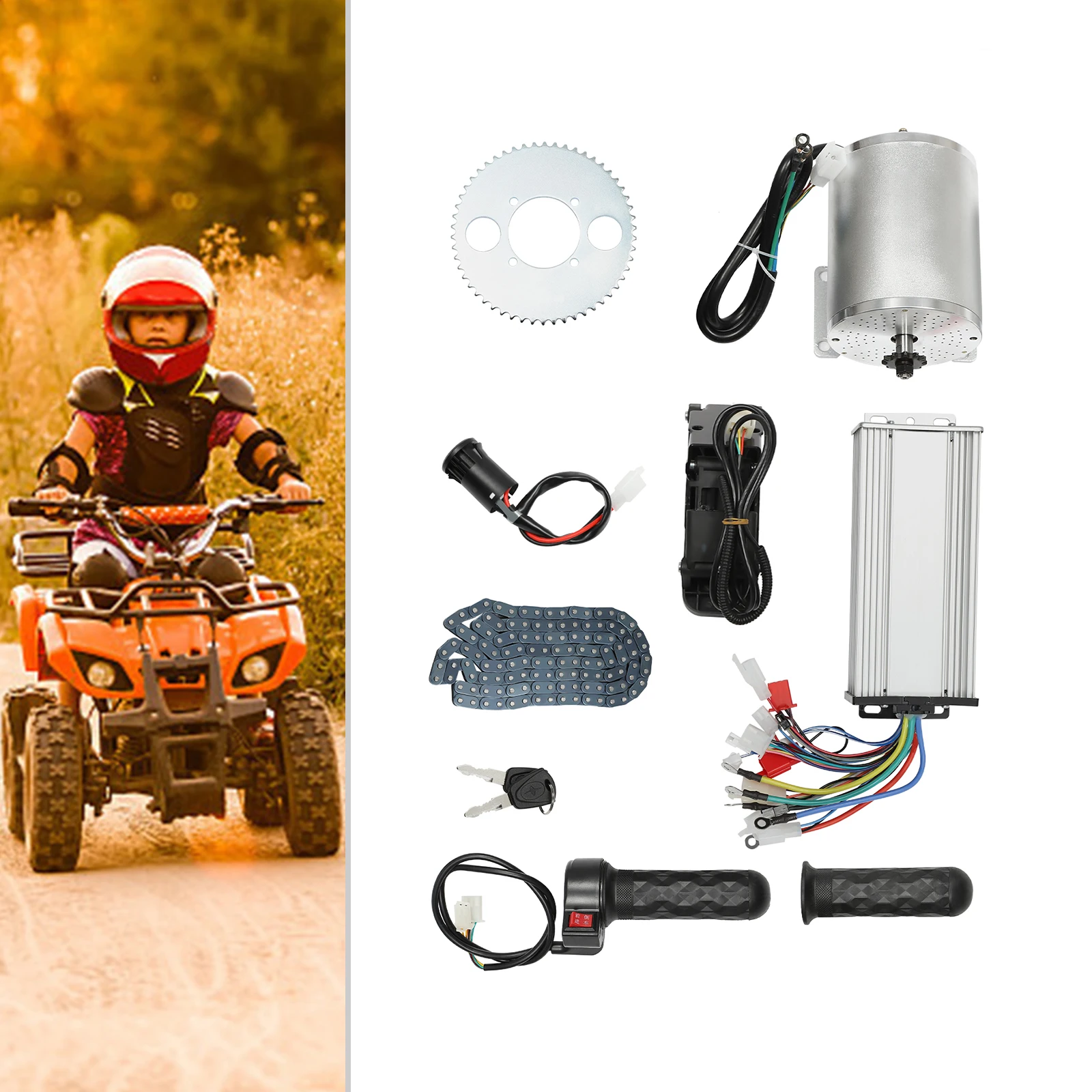 Motore con mozzo brushless da 3KW Motore elettrico 48-72V, 6000 giri/min senza carico per bici elettrica, scooter, go-kart, buggy contante