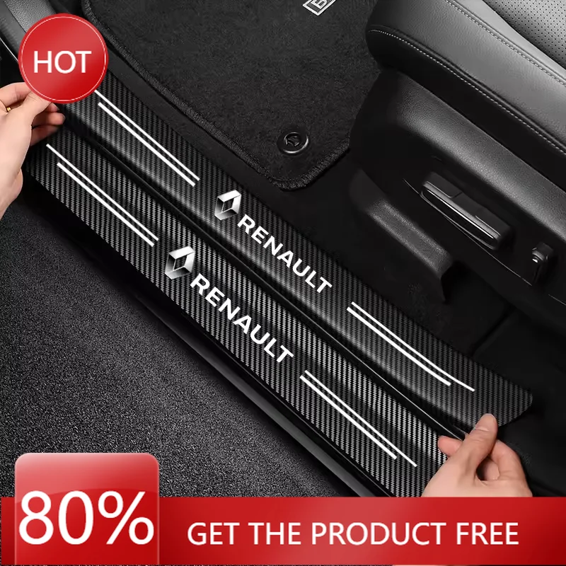 

2026 Горячие колпаки для ступиц Renault, 1/4/5 шт., накладка на порог автомобиля, декоративные наклейки из углеродного волокна для Renault Megane 2 3 4 Twingo Cli