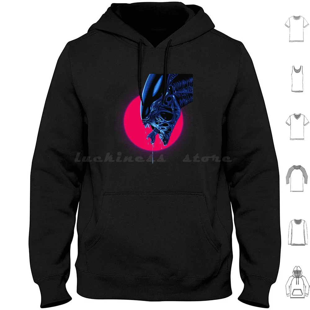 Retro Hoodie Cotton Long Sleeve Xenomorph Sci Fi Movies Horror