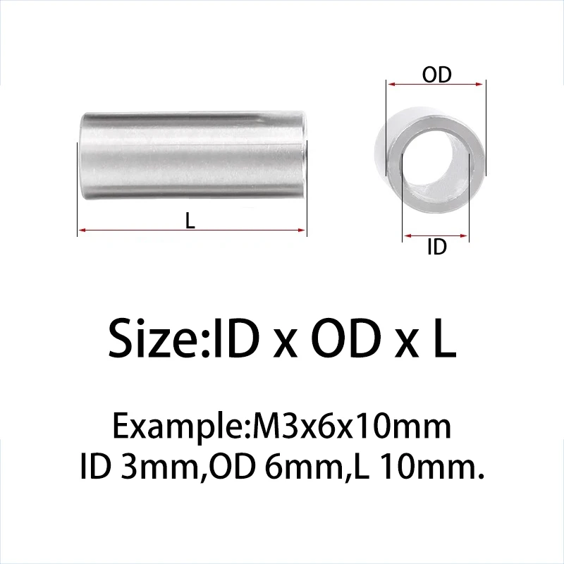 M2 M3 M3.5 M4 304 Stainless Steel Bushing Washer Gasket Unthreaded Round Hollow Standoff Spacer Sleeve OD 4-10mm for DIY Part