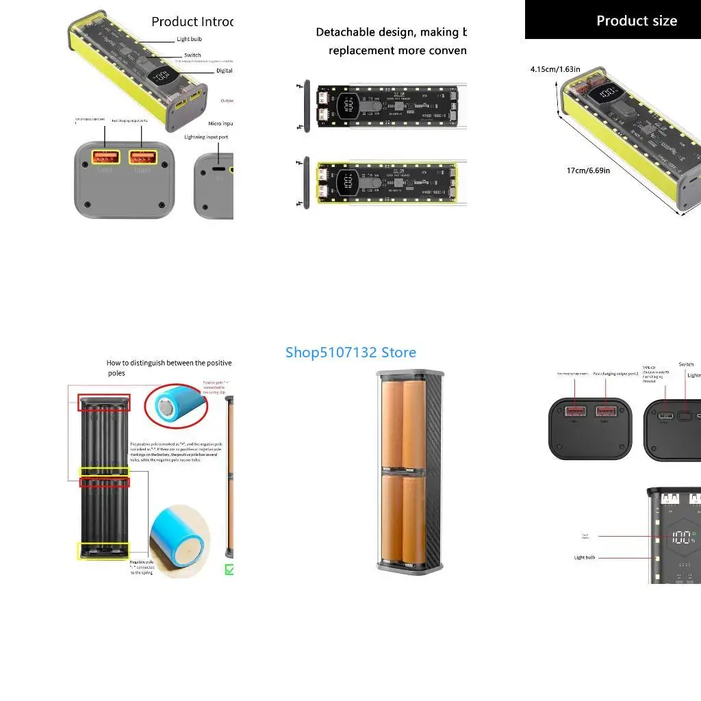 87HD 4Slot 21700 Battery Holder Case No Welding Design High Capacity PowerBank Shell Featuring Quick Charging Technology