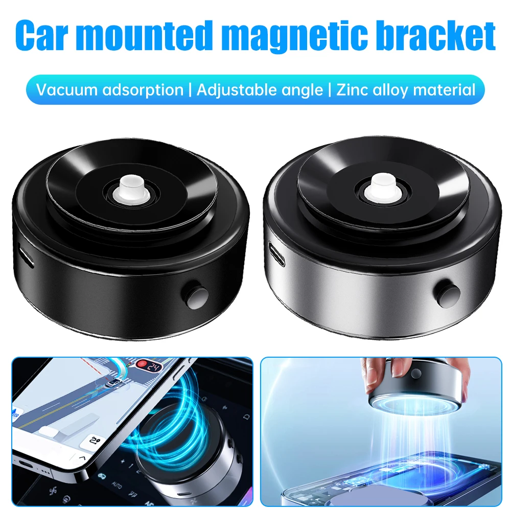 Car Phone Holder Stand Vacuum Adsorption Suction Cup Magnetic 360 Rotation Universal Double-Sided Adsorption Mount Bracket 