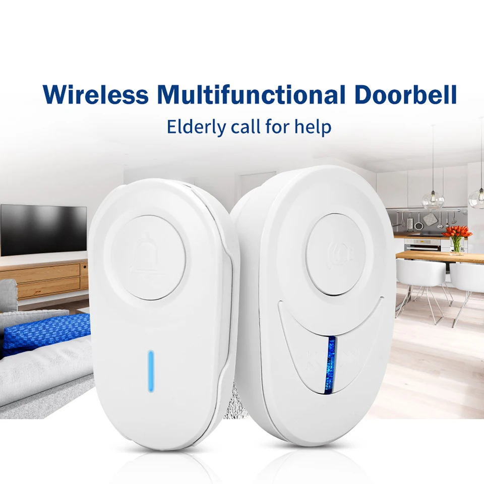 WSDCAM Wireless Doorbell Waterproof 150M Remote Door Bell Security Alarm 48 Songs Welcome House Melodies Door Bell Chime