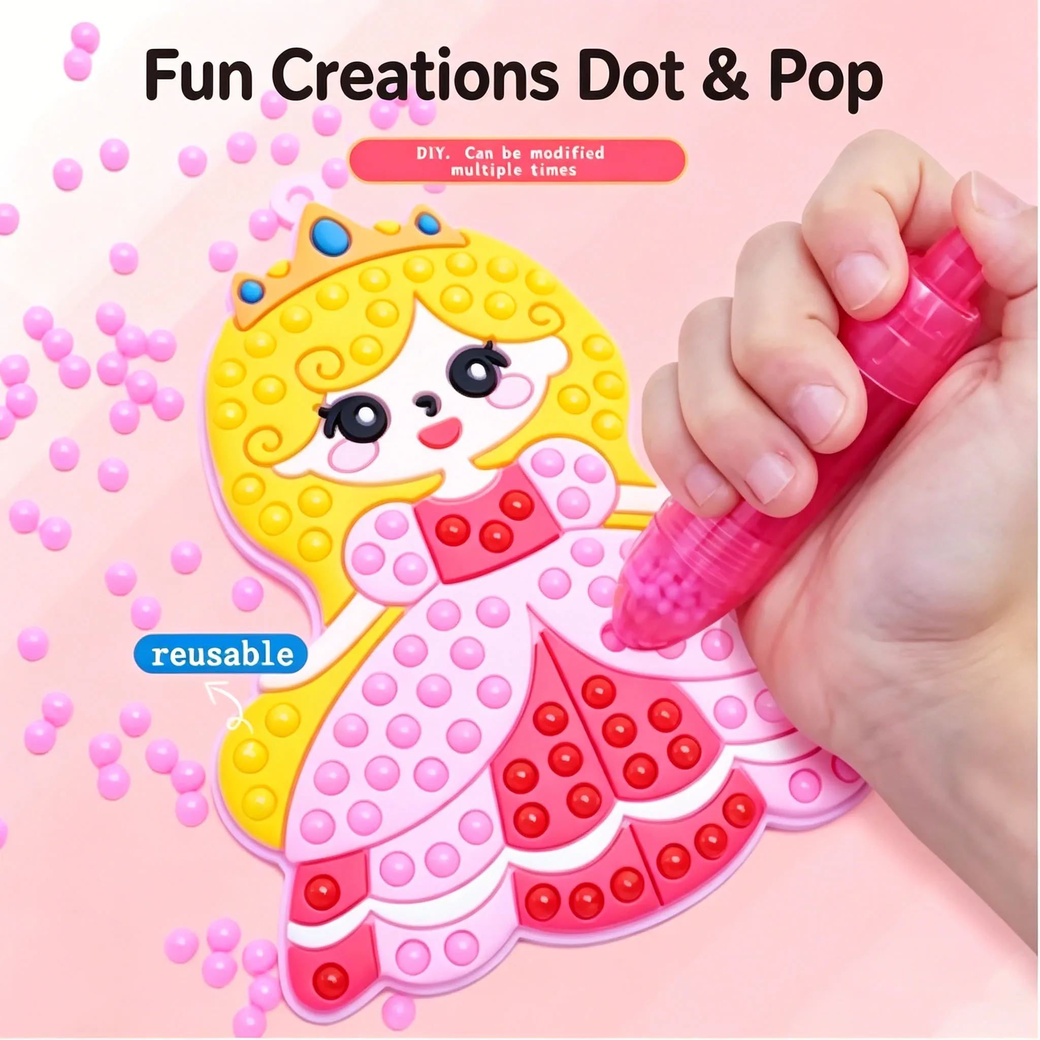 Handmade Set Beads Pen DIY Girls Toys Creative Ballpoint Pen Painting Princess Rainbow Christmas Pattern Girl Gifts Toy for Kids