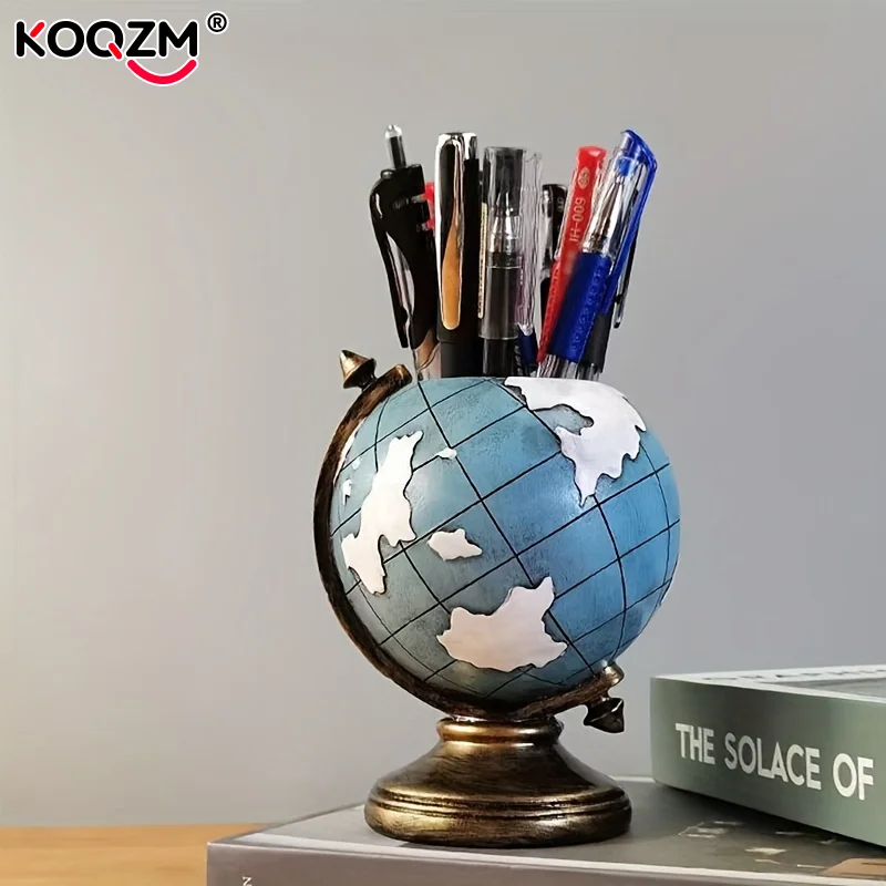 

Chic Resin Globe Pen Holder - Lightweight, Rust-Proof Desk Organizer For Office & Home Decor - Perfect Gift For Friends