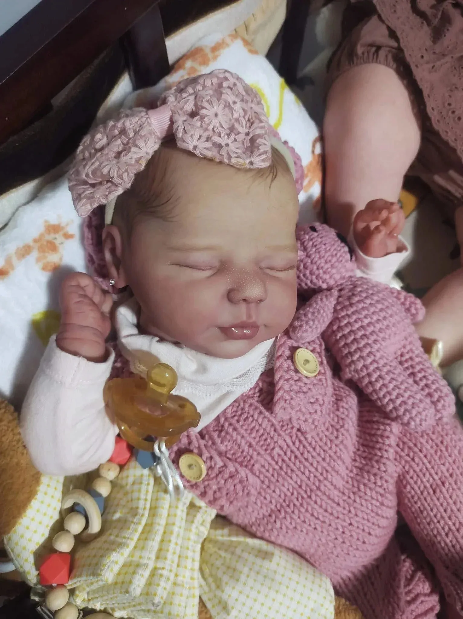 19Inch Valentina Soft Cotton Body Lifelike Sleeping Reborn Doll Multiple Layers Painting With Visible Veins Hand Painted Hair
