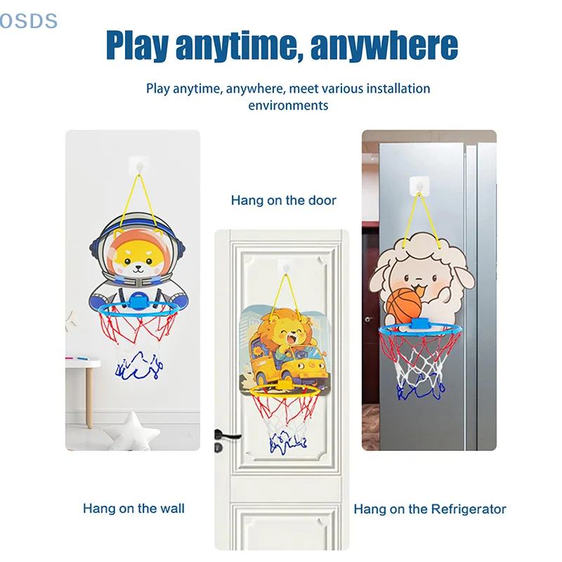 1 個子供調節可能なバスケットボールスタンド子供のおもちゃ屋内屋外スポーツボードゲーム漫画動物の形のシューティングバスケット ​