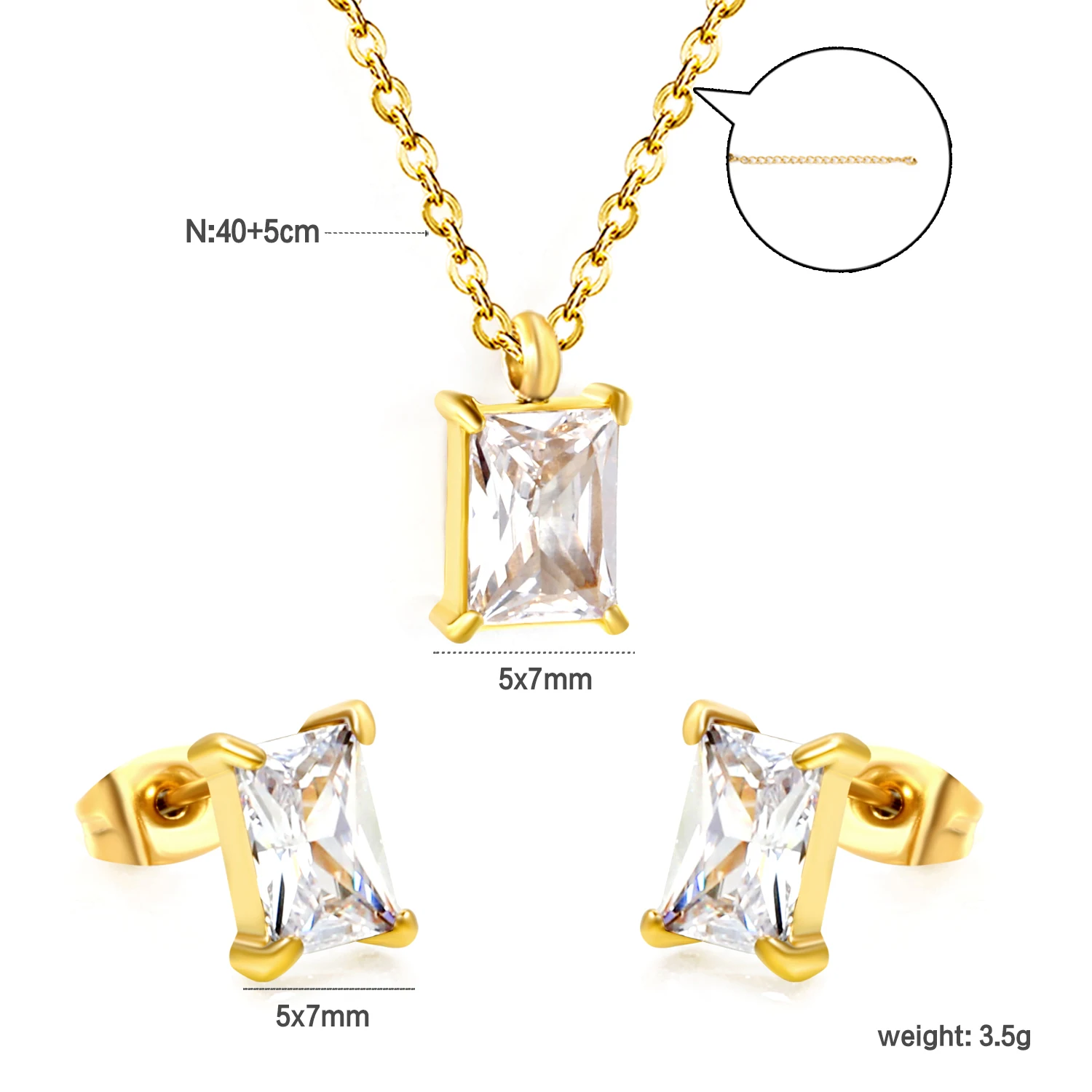 Women's Silver Color Cubic Zirconia Pendants Earring Jewelry Set