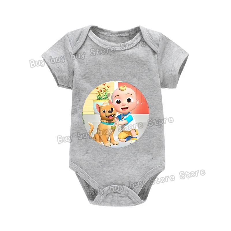 ملابس أطفال من Cocomelons للأولاد والبنات مطبوع عليها رسوم كرتونية للأطفال حديثي الولادة من القطن بأكمام قصيرة هدية للأطفال الصغار #4