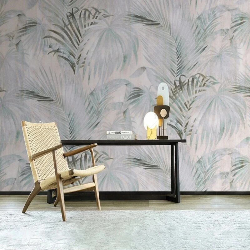 

Custom Leaf Wall Mural for TV Background Modern Minimalist Botanical Wallpaper For Living Room Office Decor Home Decoration