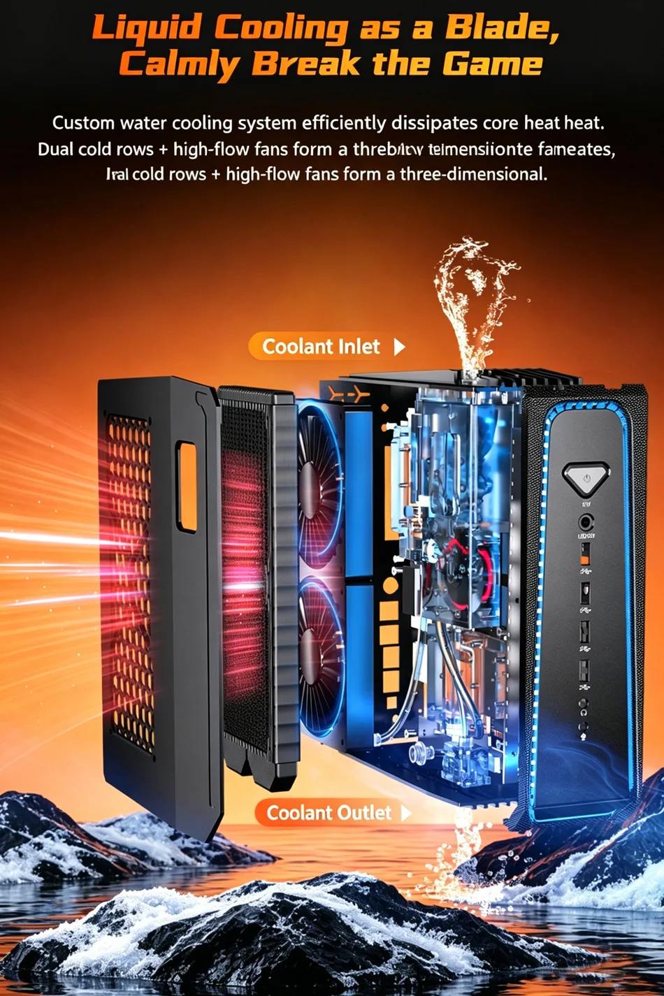MSECORE Liquid Cooling Gaming PC AMD Ryzen 9 9950X3D RTX5070 Discrete Graphics DDR5 Dual M.2 NVMe SSD WiFi6E BT5.3 2.5G LAN 8K