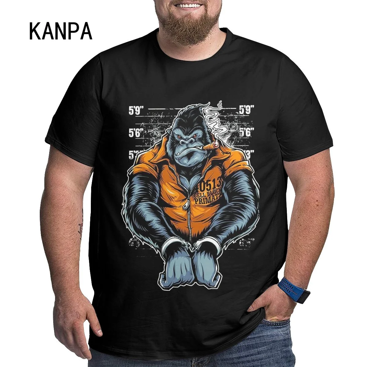 Oversized Men\'s T-shirt Smoking Monkey Cotton High-quality Iuxury Brand Printed Men\'s T-shirt Street Fashion Short Sleeve 6XL