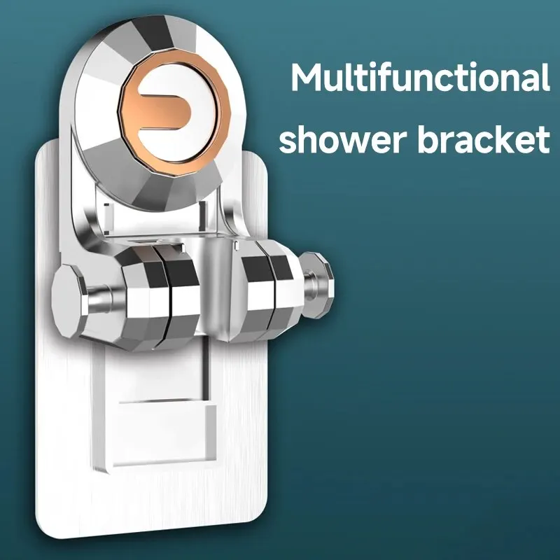 Showerhead Holder Suction Cup Holder Adjustable Detachable Hanging Rack Plating Shower Head Holder Bathroom Wall Mount Bracket image 3