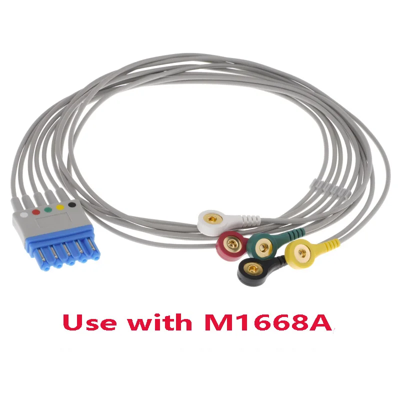 

ECG EKG 5 Lead HP M1644A M1645A M1968A M1971A Snap/Clip Leadwire,AHA/IEC,Use With M1668A Patient Trunk Cable,For ICU.