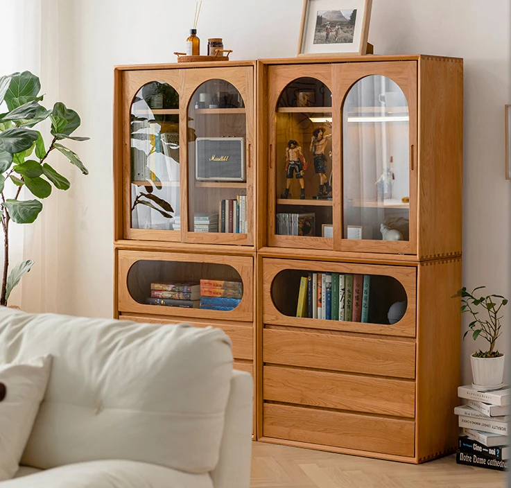 

Bookcase Japanese solid wood floor locker sideboard study cherry wood storage locker