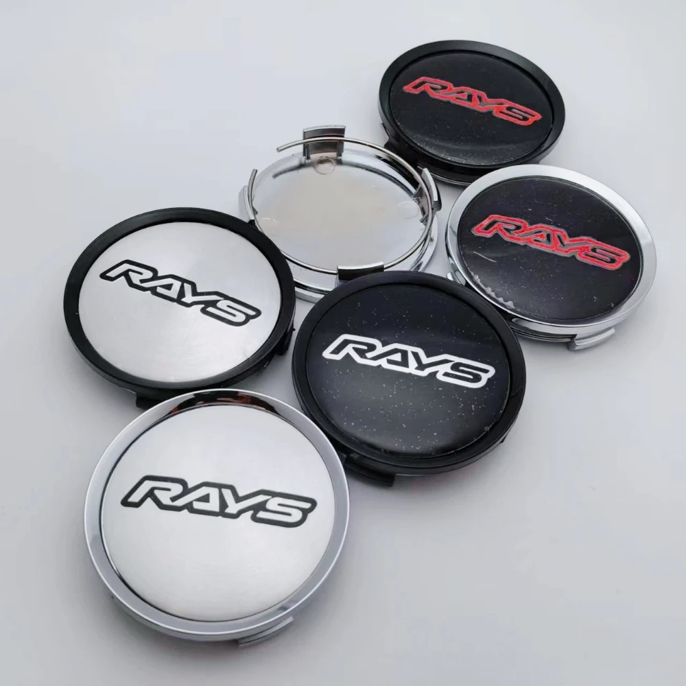 

4pcs RAYS Logo Emblem Car Wheel Center Caps OD 74MM / ID 69MM Wheels Hub Cap Rim Hubcaps Cover Rays Racing Badge Car Accessories