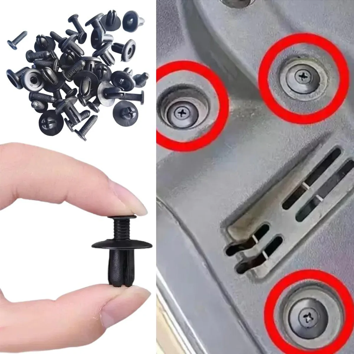 Nylon Fasteners For Automotive Card Fasteners With 8mm Holes Black Fasteners For Car Bumper Mudguard Auto Parts 10/30/50pcs