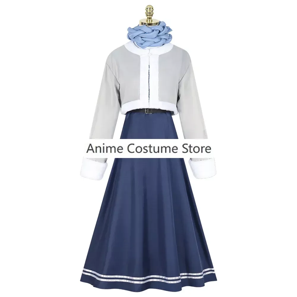 Frieren Fern Cosplay Costume Wig Anime Frieren Beyond Journey's End Dress Scarf Winter on The Northern Lands Girls Winter Suit