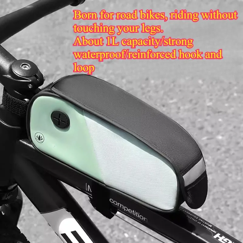 1PC Bicycle  front beam bag mobile phone large-capacity waterproof bicycle bag storage bag riding equipment.
