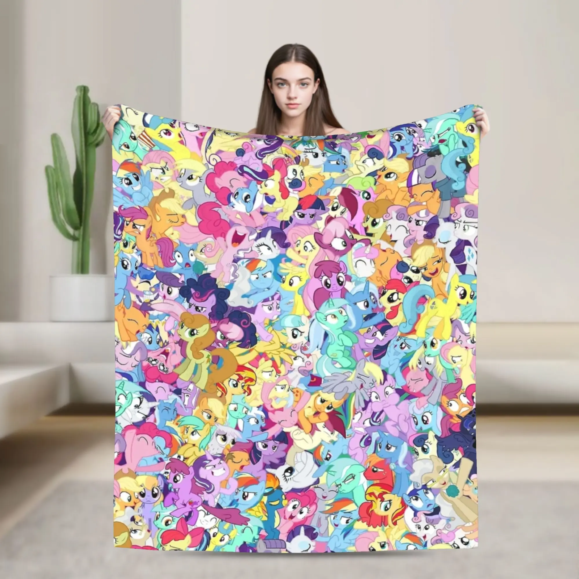 

Everypony Little Horse Rainbow Ponies Friendship is Magic Blanket Fuzzy Awesome Warm Throw Blanket for Bedding Lounge Summer,
