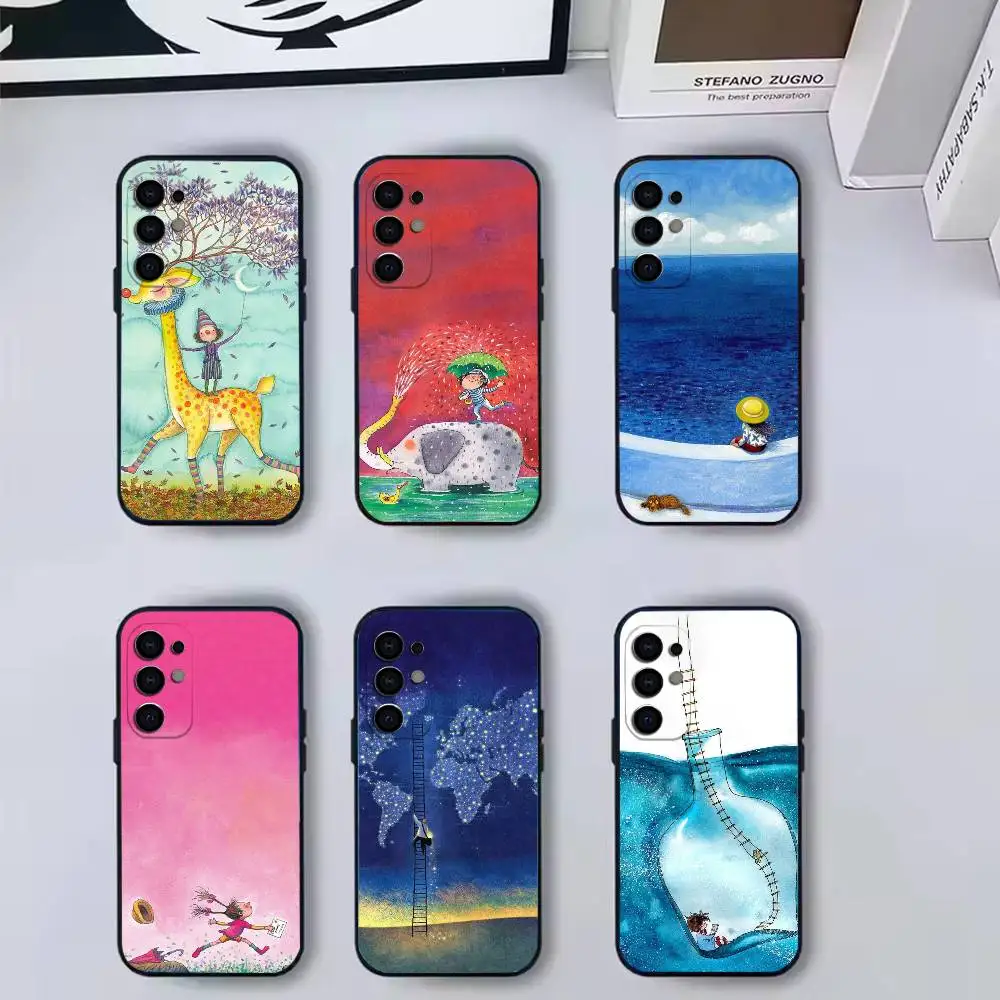 illustration-Jimmy  Phone Case For Samsung S 25,24,23,22,30,21,10,9,Ultra,Plus,Lite,FE,4,5 G Black Silicone Case