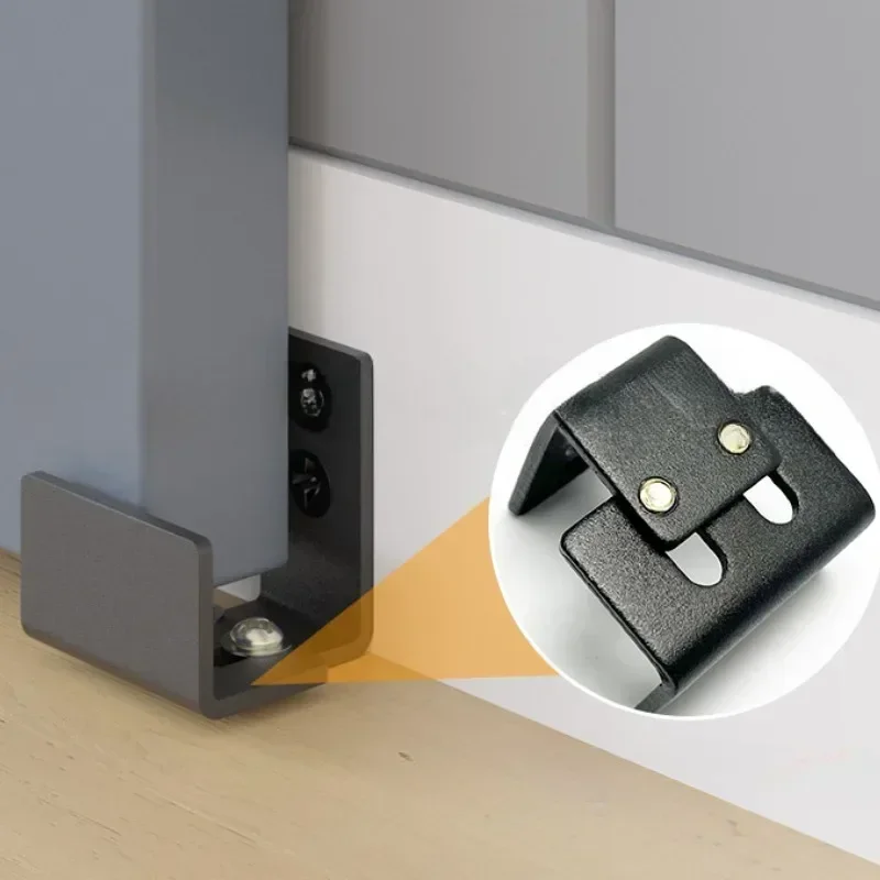 Home Slides Barn Door Suspension Track Hardware Accessories New Black Carbon Steel Anti Sway Device Slotless Guide Rail