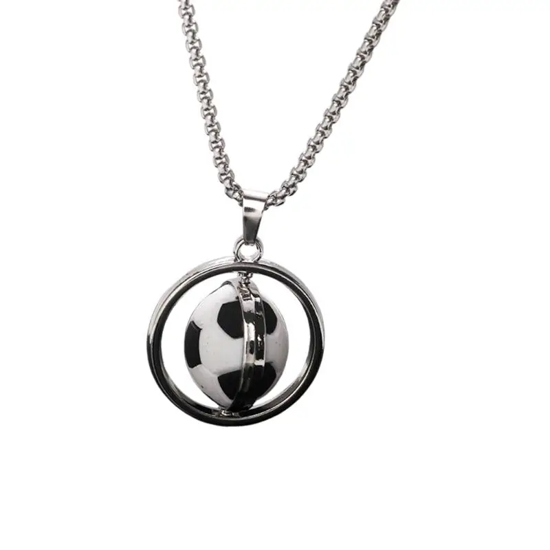 

31BB Rotatable Sports Ball Necklace Stainless Steel Lightweight For Sports Enthusiasts