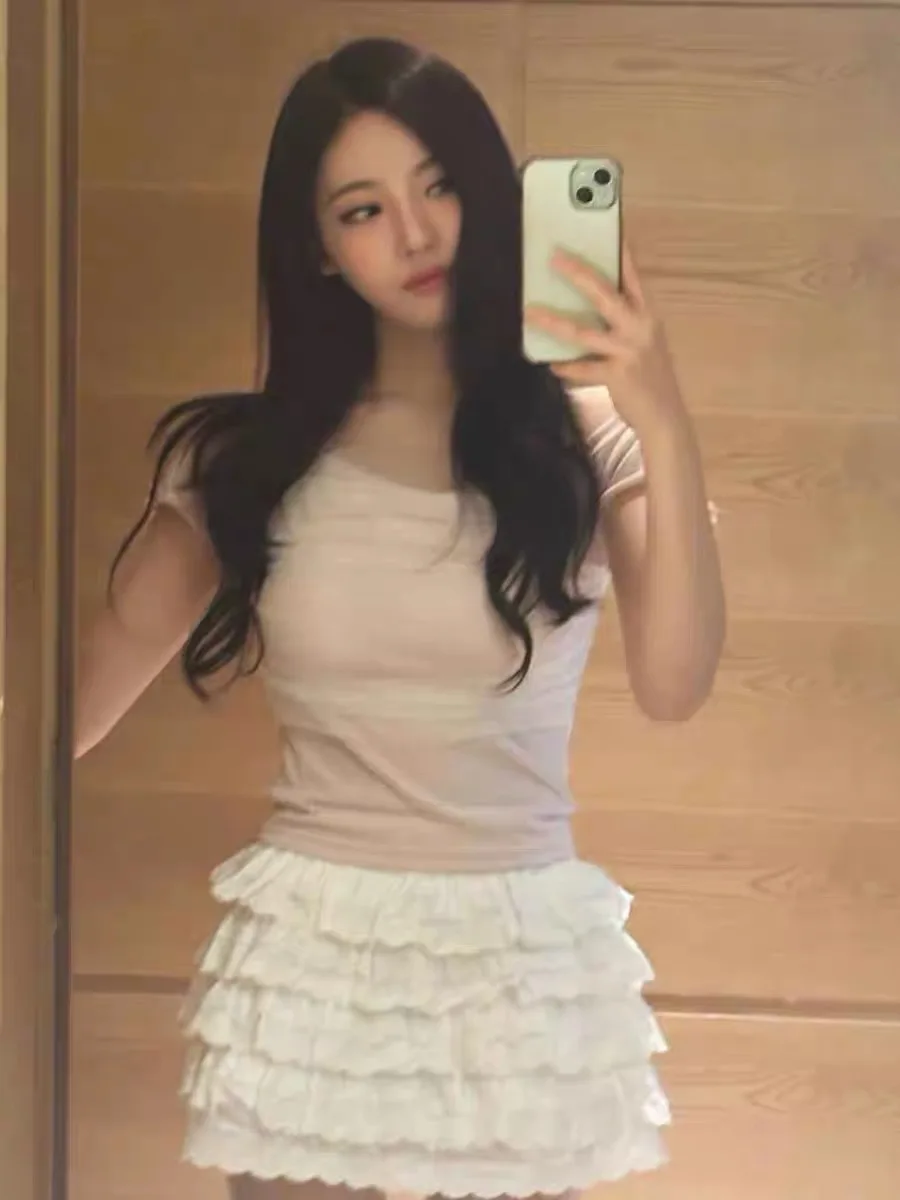 NingYi Zhu Ballet Girl Style Lace Cake Skirt Fluffy Skirt Pants High Waist A-Line Other Material 100% Spring 2025