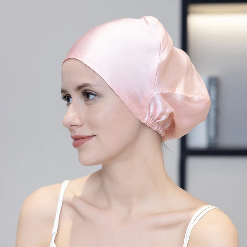 

100% Silk Turban Bonnet Female Sleeping Night Wrap Cap Curly Sleep Women Night Home Hair Care Cap Silk Headband Comfortable Hat